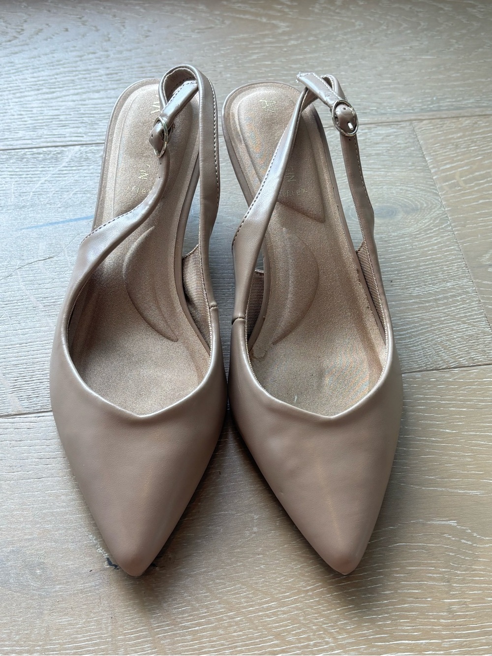 Anne Klein Pointed Slingback Flats in Taupe
